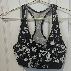 Ethika Black and White Graphic Sports Bra
